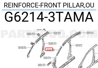Nissan G62143TAMA REINFORCE-FRONT PILLAR,OU