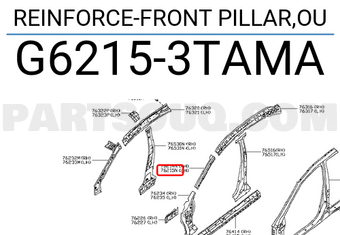 Nissan G62153TAMA REINFORCE-FRONT PILLAR,OU