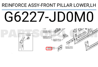 Nissan G6227JD0M0 REINFORCE ASSY-FRONT PILLAR LOWER,LH