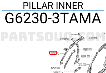 Nissan G62303TAMA PILLAR INNER