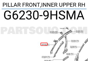 Nissan G62309HSMA PILLAR FRONT,INNER UPPER RH