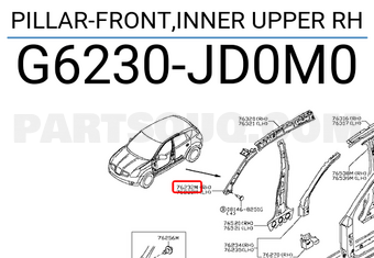 Nissan G6230JD0M0 PILLAR-FRONT,INNER UPPER RH