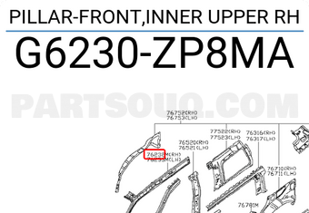 Nissan G6230ZP8MA PILLAR-FRONT,INNER UPPER RH