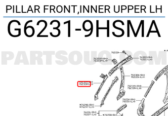 Nissan G62319HSMA PILLAR FRONT,INNER UPPER LH