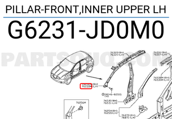 Nissan G6231JD0M0 PILLAR-FRONT,INNER UPPER LH