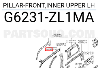 Nissan G6231ZL1MA PILLAR-FRONT,INNER UPPER LH