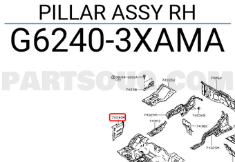 Nissan G62403XAMA PILLAR ASSY RH