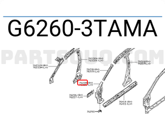 Nissan G62603TAMA PILLAR-FRT INNER UPPER RH