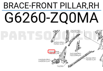 Nissan G6260ZQ0MA BRACE-FRONT PILLAR,RH