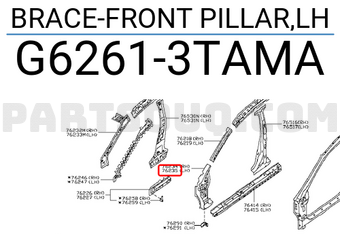 Nissan G62613TAMA BRACE-FRONT PILLAR,LH