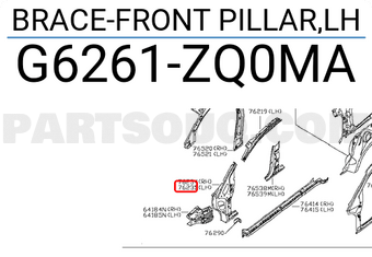 Nissan G6261ZQ0MA BRACE-FRONT PILLAR,LH