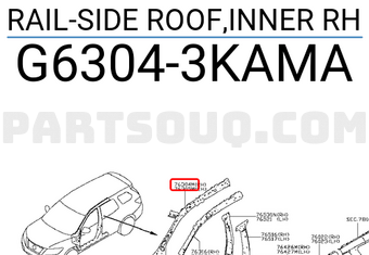 Nissan G63043KAMA RAIL-SIDE ROOF,INNER RH
