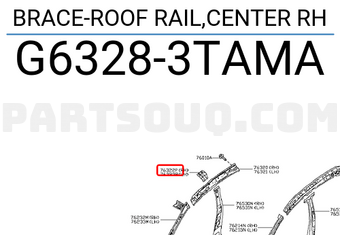Nissan G63283TAMA BRACE-ROOF RAIL,CENTER RH