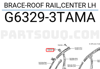 Nissan G63293TAMA BRACE-ROOF RAIL,CENTER LH