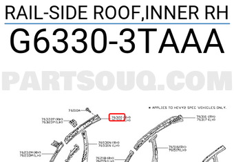 Nissan G63303TAAA RAIL-SIDE ROOF,INNER RH