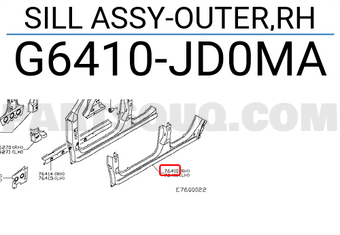 Nissan G6410JD0MA SILL ASSY-OUTER,RH