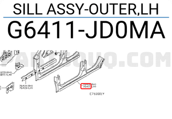 Nissan G6411JD0MA SILL ASSY-OUTER,LH