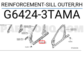 Nissan G64243TAMA REINFORCEMENT-SILL OUTER,RH