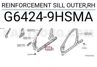 Nissan G64249HSMA REINFORCEMENT SILL OUTER,RH