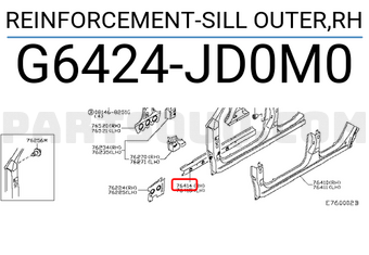 Nissan G6424JD0M0 REINFORCEMENT-SILL OUTER,RH