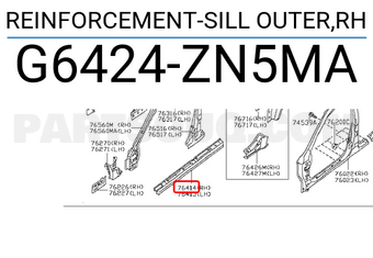 Nissan G6424ZN5MA REINFORCEMENT-SILL OUTER,RH