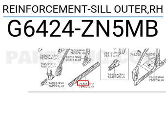 Nissan G6424ZN5MB REINFORCEMENT-SILL OUTER,RH