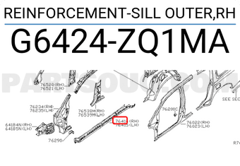 Nissan G6424ZQ1MA REINFORCEMENT-SILL OUTER,RH