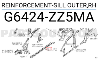 Nissan G6424ZZ5MA REINFORCEMENT-SILL OUTER,RH