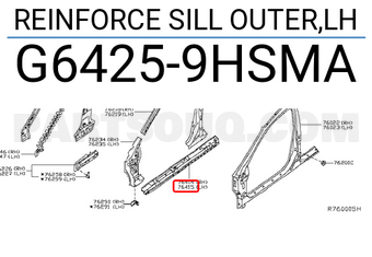 Nissan G64259HSMA REINFORCE SILL OUTER,LH