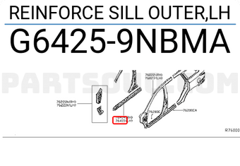 Nissan G64259NBMA REINFORCE SILL OUTER,LH