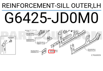 Nissan G6425JD0M0 REINFORCEMENT-SILL OUTER,LH