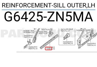 Nissan G6425ZN5MA REINFORCEMENT-SILL OUTER,LH