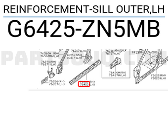 Nissan G6425ZN5MB REINFORCEMENT-SILL OUTER,LH