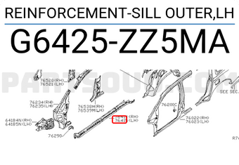 Nissan G6425ZZ5MA REINFORCEMENT-SILL OUTER,LH