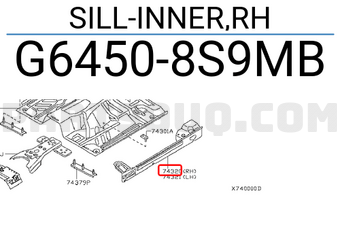 Nissan G64508S9MB SILL-INNER,RH