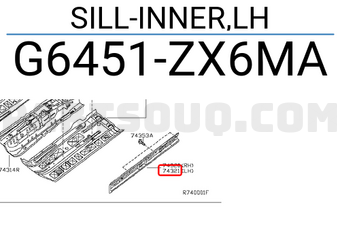 Nissan G6451ZX6MA SILL-INNER,LH