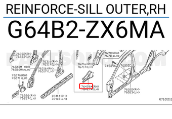Nissan G64B2ZX6MA REINFORCE-SILL OUTER,RH