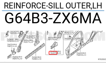 Nissan G64B3ZX6MA REINFORCE-SILL OUTER,LH