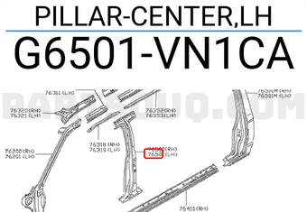 Nissan G6501VN1CA PILLAR-CENTER,LH