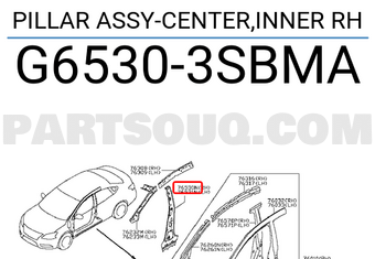 Nissan G65303SBMA PILLAR ASSY-CENTER,INNER RH