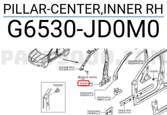 Nissan G6530JD0M0 PILLAR-CENTER,INNER RH