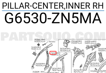 Nissan G6530ZN5MA PILLAR-CENTER,INNER RH