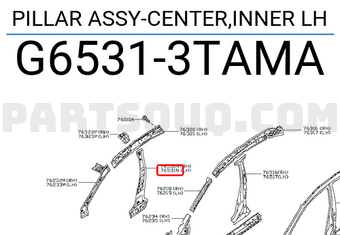 Nissan G65313TAMA PILLAR ASSY-CENTER,INNER LH