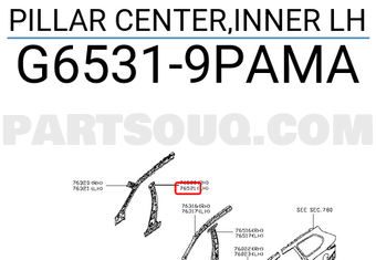 Nissan G65319PAMA PILLAR CENTER,INNER LH