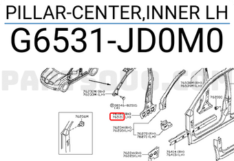Nissan G6531JD0M0 PILLAR-CENTER,INNER LH