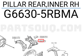 Nissan G66305RBMA PILLAR REAR,INNER RH