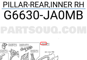 Nissan G6630JA0MB PILLAR-REAR,INNER RH