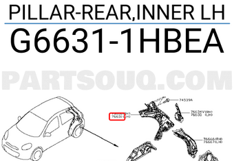 Nissan G66311HBEA PILLAR-REAR,INNER LH
