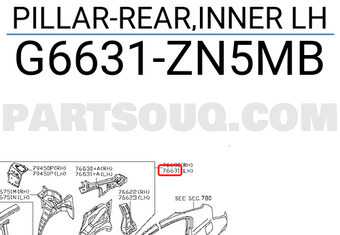 Nissan G6631ZN5MB PILLAR-REAR,INNER LH