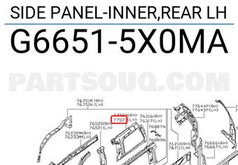 Nissan G66515X0MA SIDE PANEL-INNER,REAR LH
